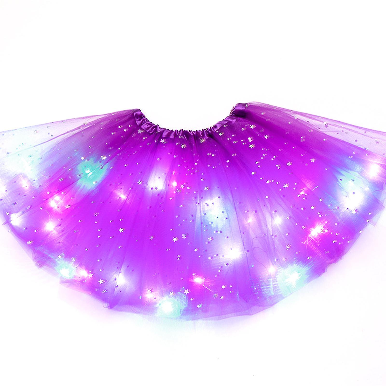 Plunging Price!2024led Girl Tutu Skirts With Lights Fancy Party Ballet Dress Children's Skin-friendly Stretchy Waist Band Design Sequins