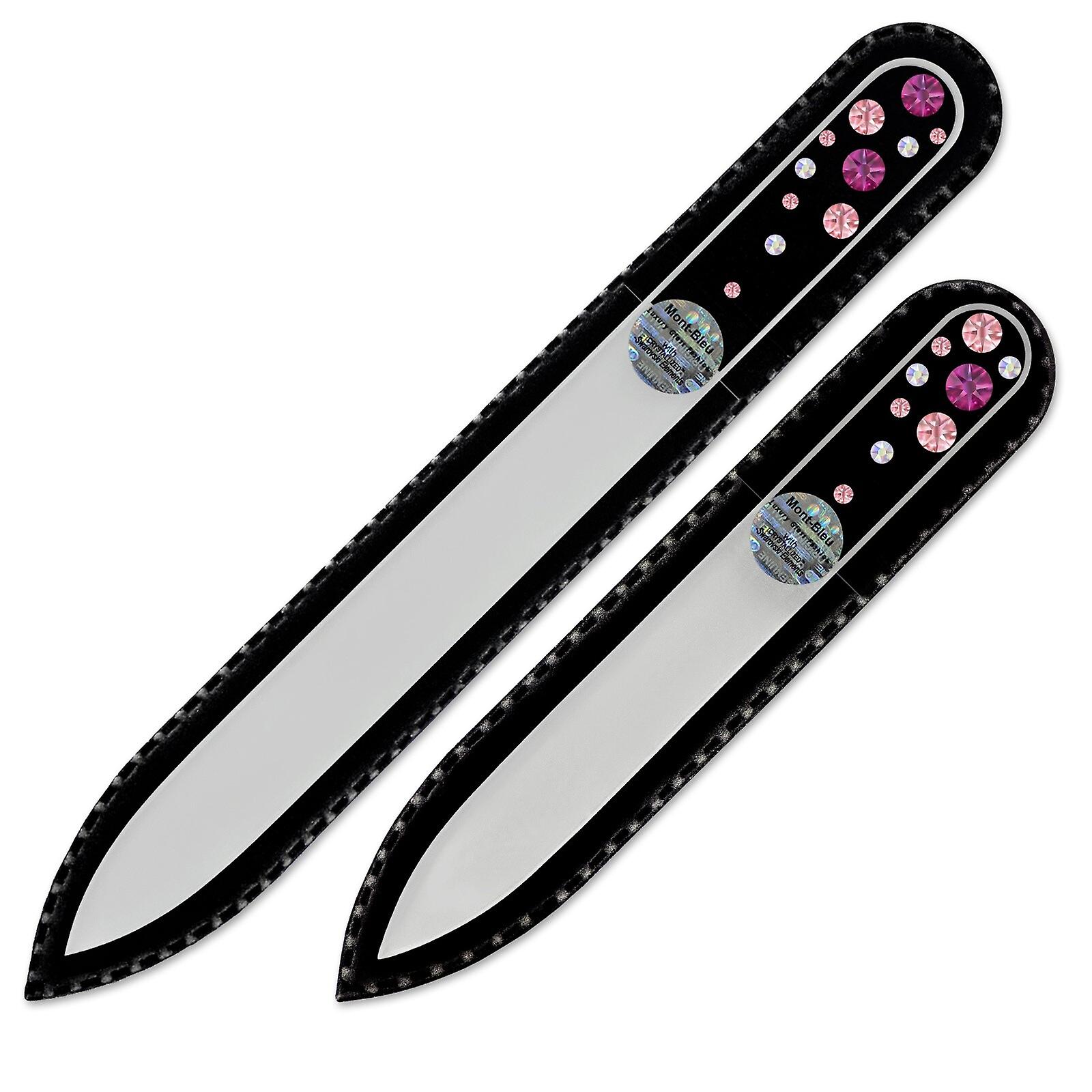 Set of 2 Transparent Crystal Nail Files with crystals W-MS - Fuchsia - Light Rose