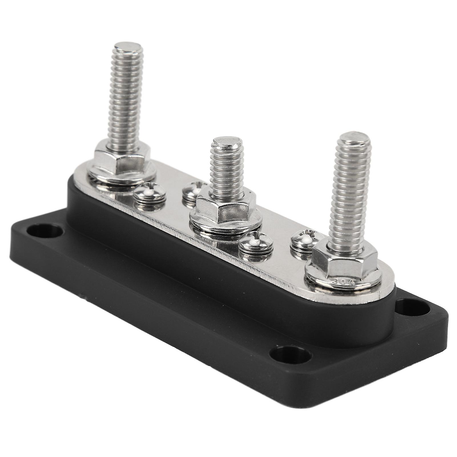 Power Distribution Block with Cover M8 Terminal Stud M4 Terminal Screw 12‑48V 150A for Cars Trucks RVs Boats Black 