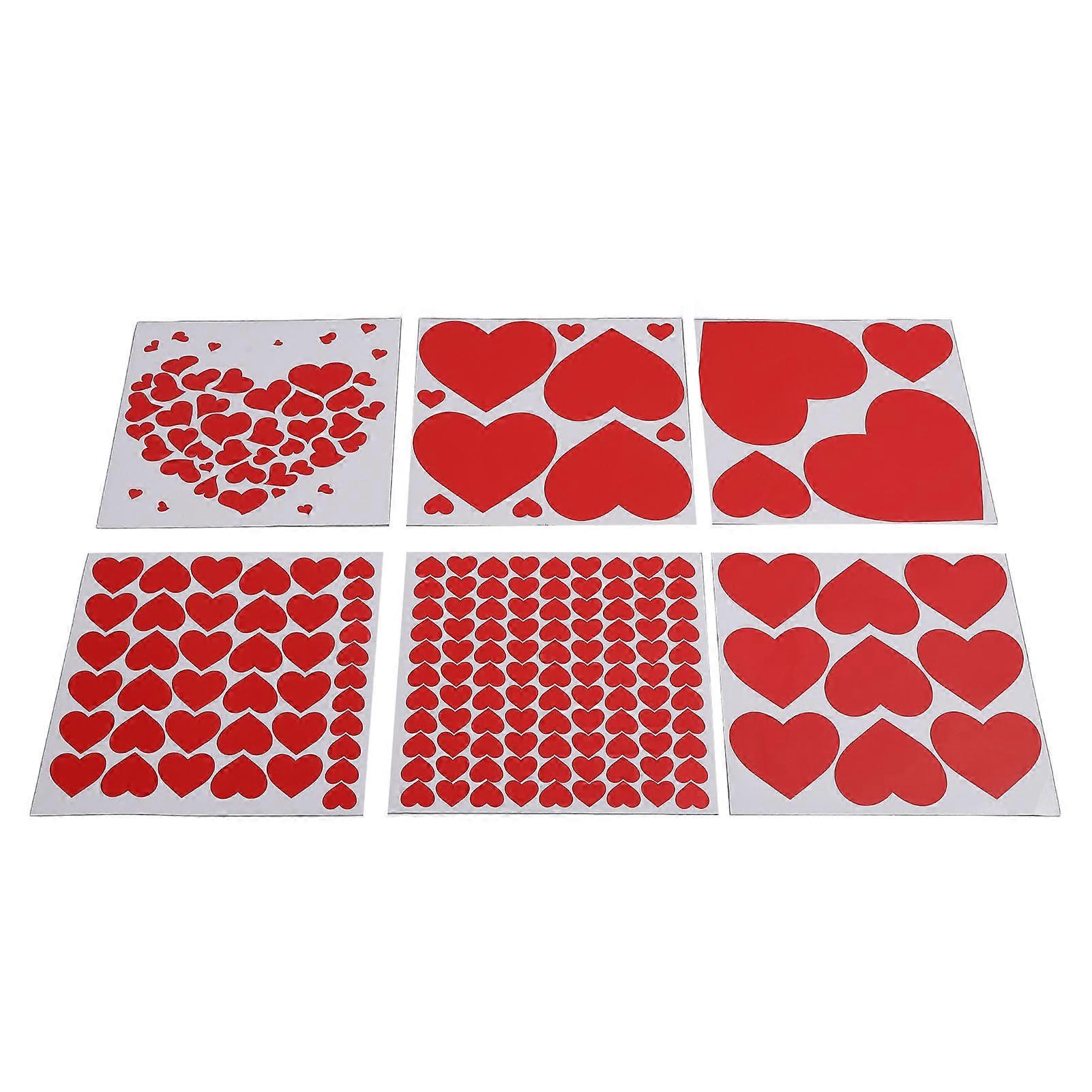 6Pcs 발렌타인 데이 사랑 히트 스티커 자체 접착 레드 하트 발렌타인 데이 벽 스티커 기념일 결혼식 장식 파티 용품