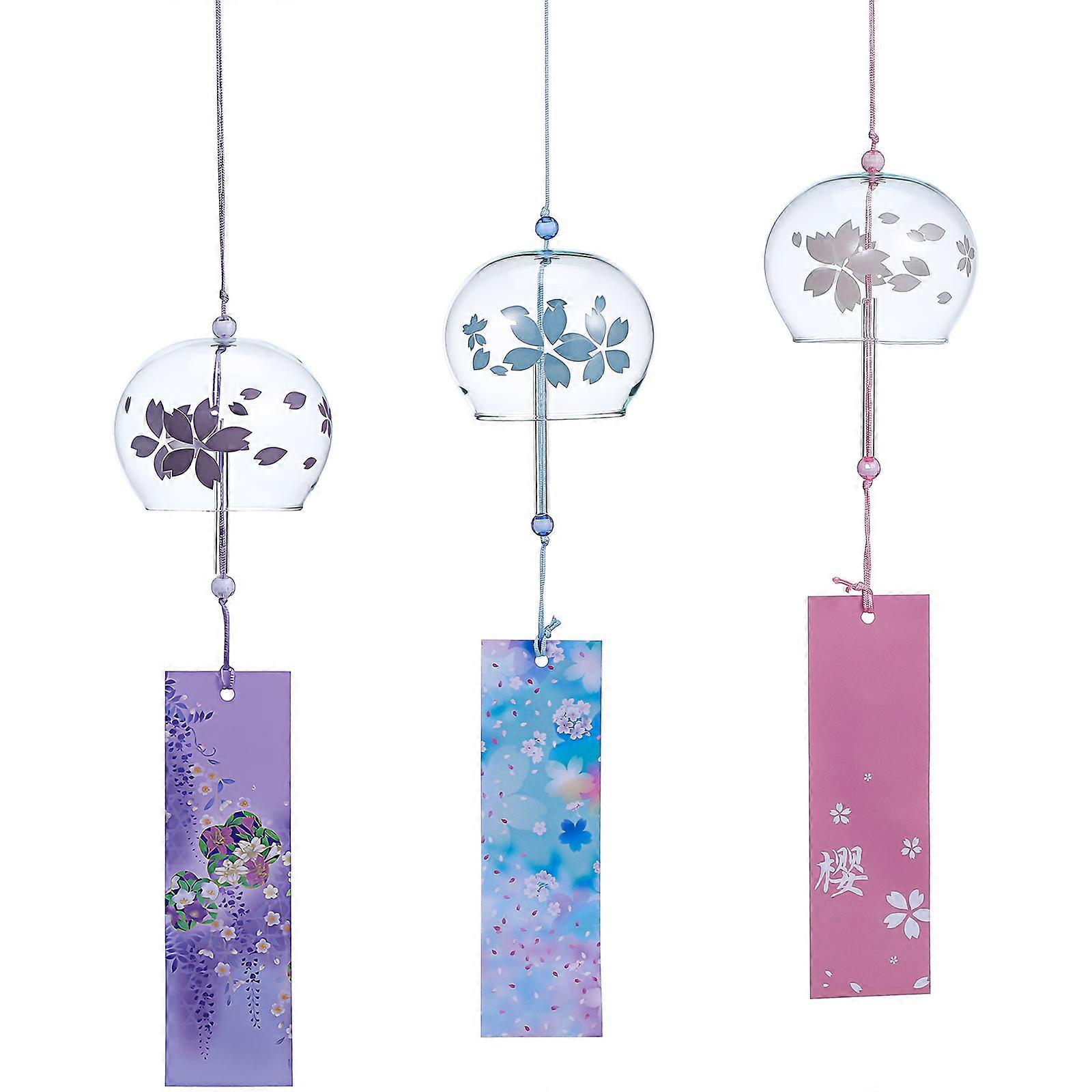 3 Pcs Japanese Wind Chimes Glass Wind Chime Glass Craft Ornaments Garden Hanging Ornament Home Decor