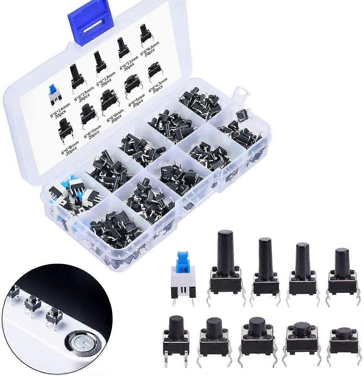 180pcs 4 Pin Push Button Switch 10 Values Touch Button Switch