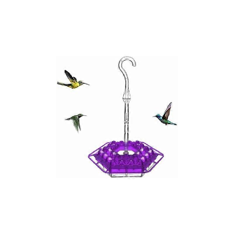Bird Feeder Hanging Hummingbird Feeder Portable Outdoor Hanging Hummingbird Feeders Hexagon Bird Feeding Container (Purple)