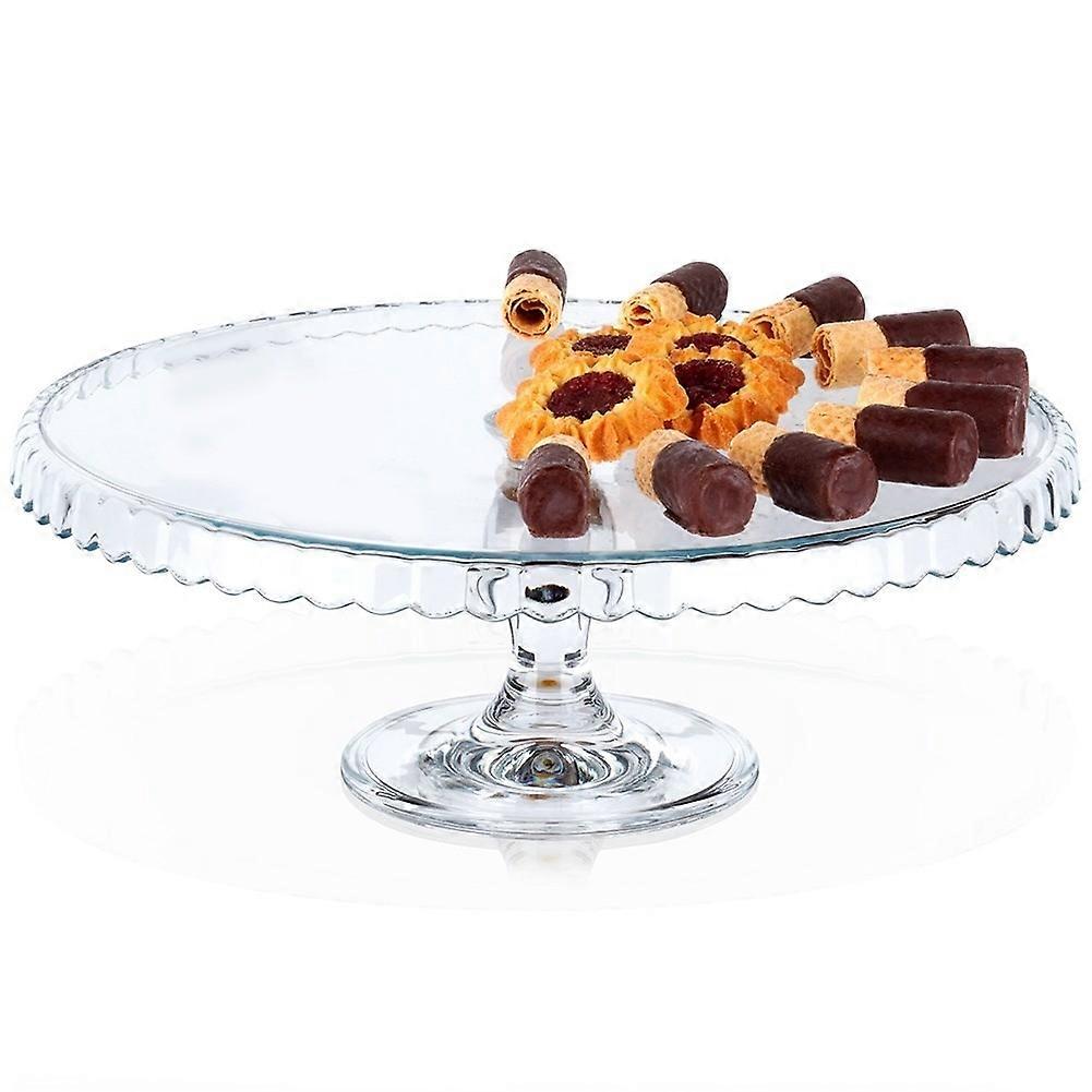 Elegant glass cake stand with wavy edges