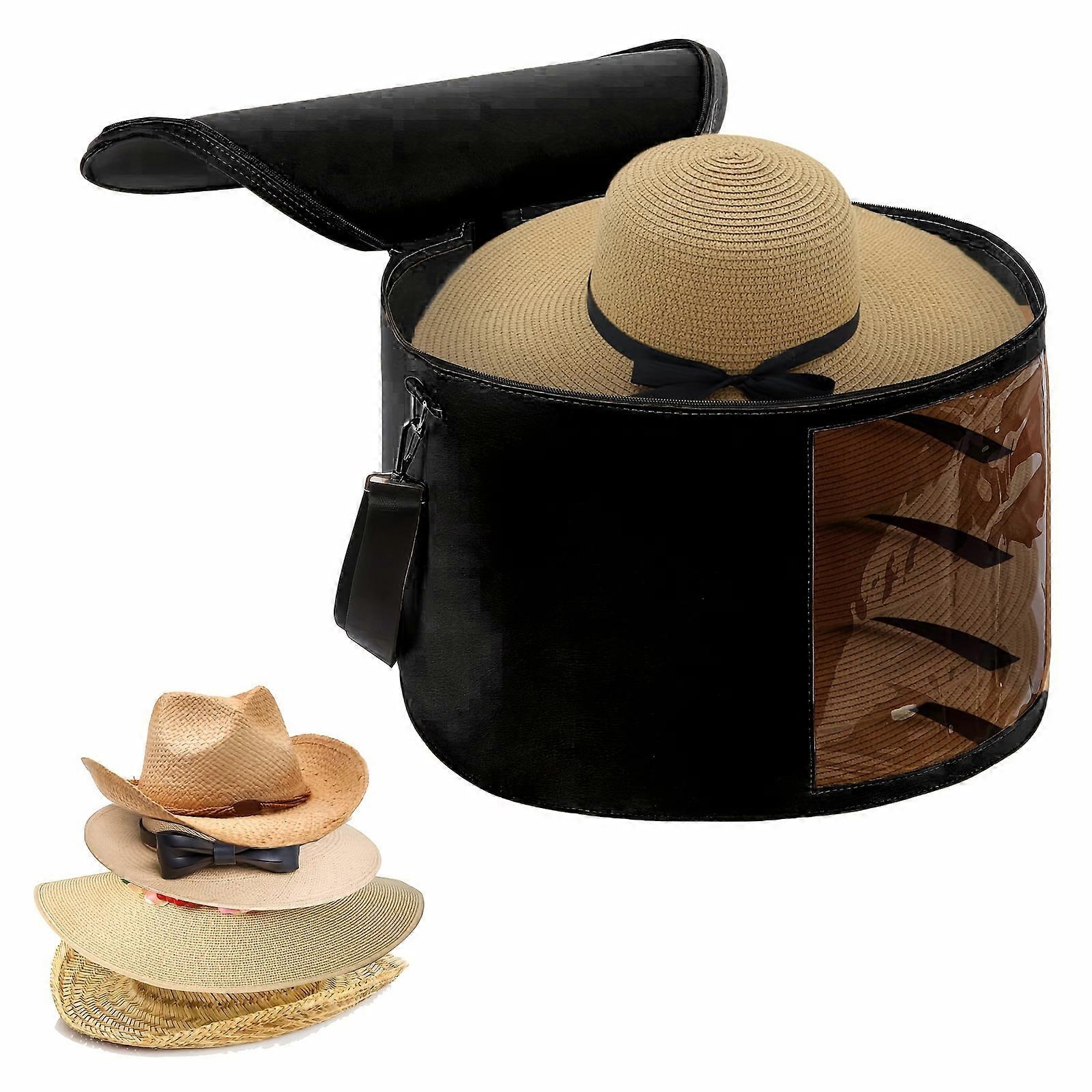 Round Fabric Hat Storage Box with Sturdy Handles - Space-Saving Closet Organizer for Clothing, Toys, and Accessories - Flip-Top Closure, Multipurpose,