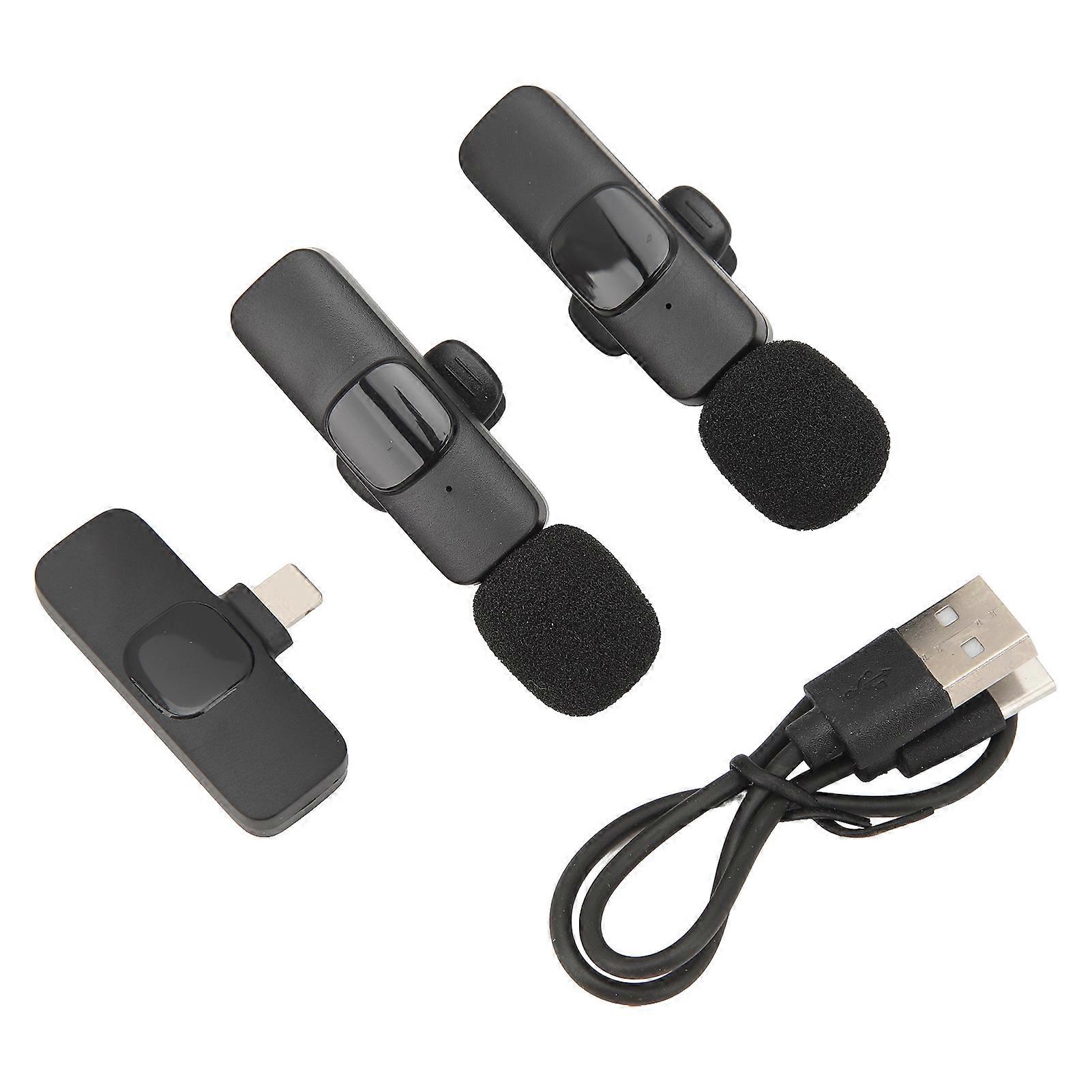 Professionell trådlös kavajmikrofon ABS 2-i-1 reverbfunktion kavajmikrofon med klämma för smartphone-dator för iOS