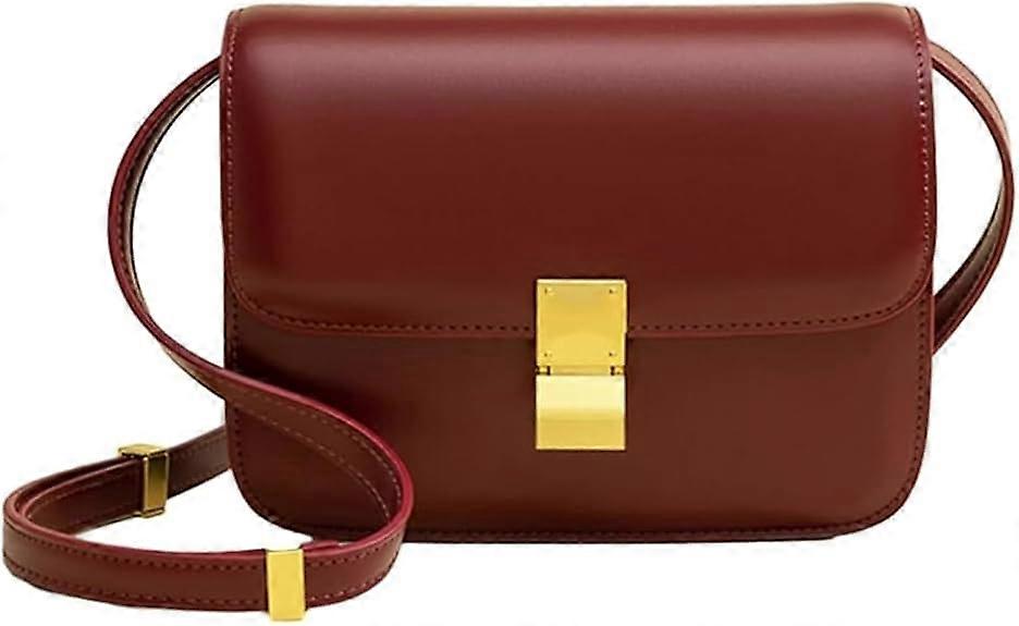 Square Crossbody Shoulder Bag for Women Fashion Leather Buckle Purse Cute Designer Ladies Casual Satchel Bag23*6*18cmRed