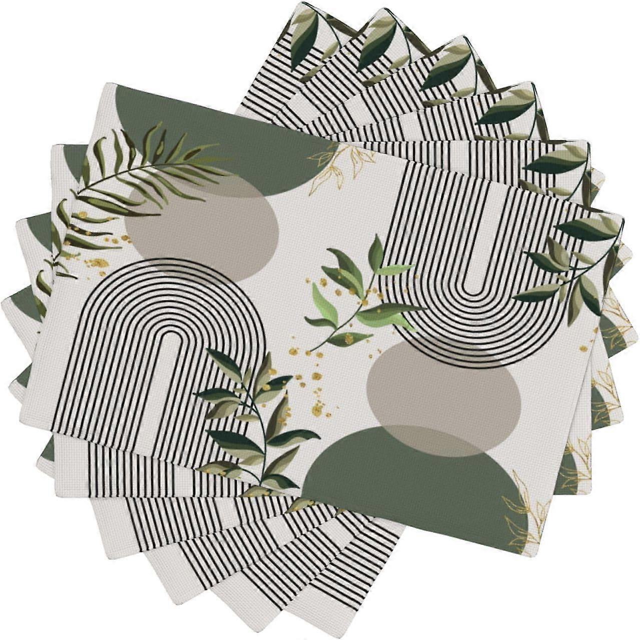 بوهو أوراق المفارش مجموعة من 6 ، حصير طاولة صيفية للزهور البرية لتزيين طعام مطبخ الحفلات 12 × 18 بوصة 6 قطع ، نمط -12