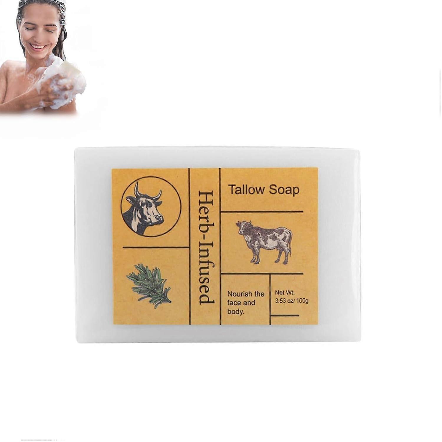 Tallow Soap, Natural Tallow Soap, Beef Tallow Soap Bar, Tallow Handmade Soap Bar, Moisturising Face Soap and Body Wash Great for Dry, Itchy, Sensitive
