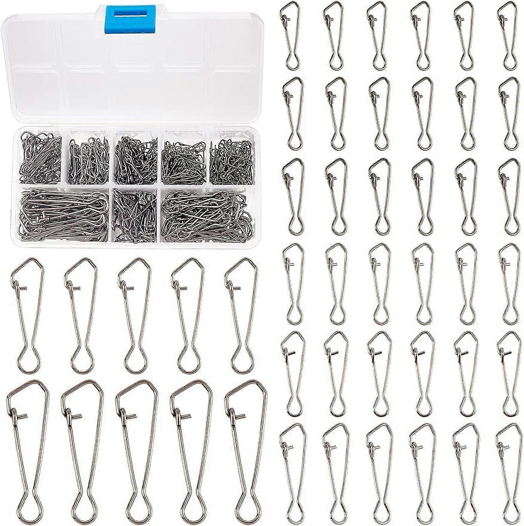 320pcs Steel Fishing Connector Quick Change Safe Lock 8 Sizes Lock Snaps Swive Fast Change Snaps Light Tackle Lures Connector for Saltwater Freshwater