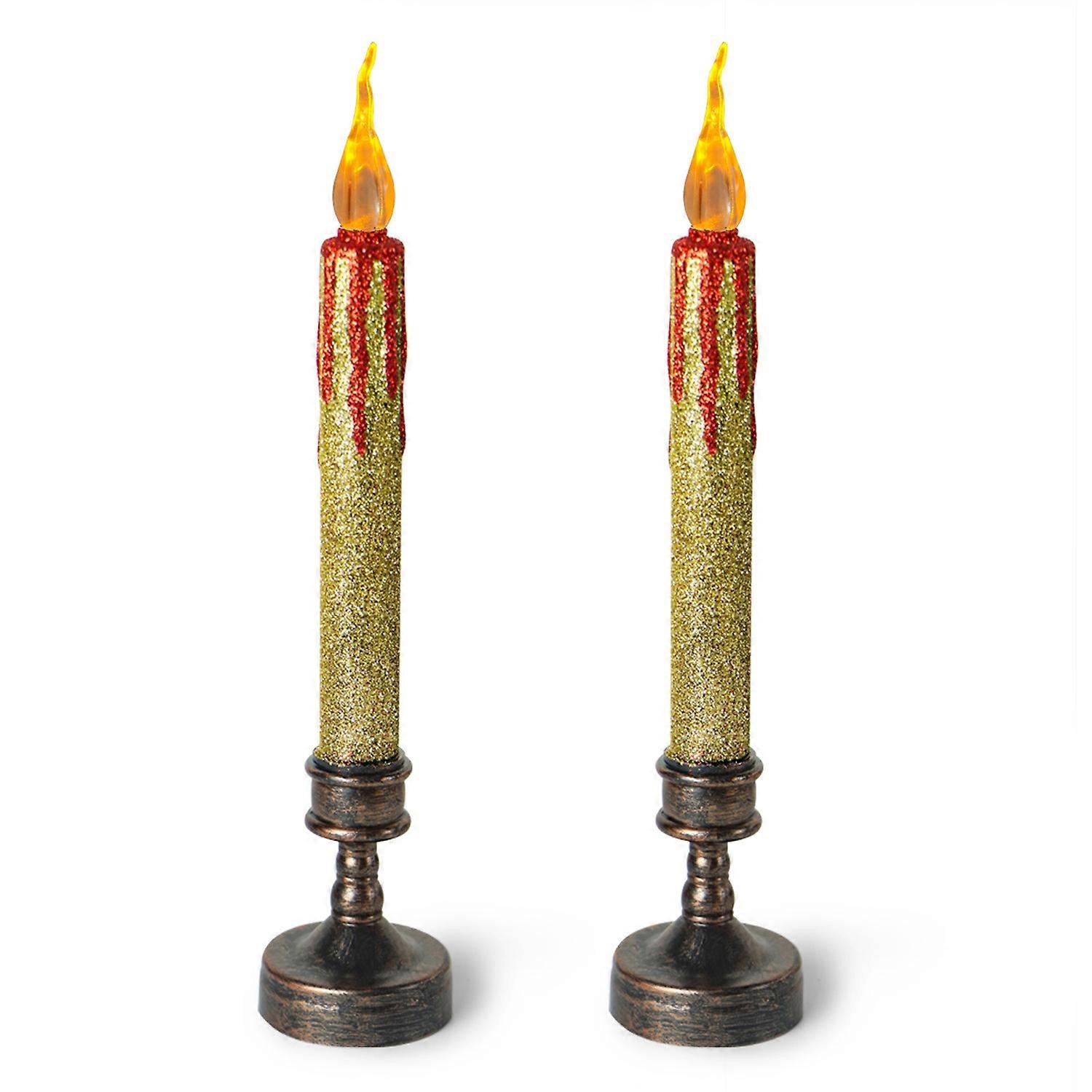 2Pcs Flameless Candle Lamps Realistic Flickering Effect Electronic Candle Light LED Night Lights