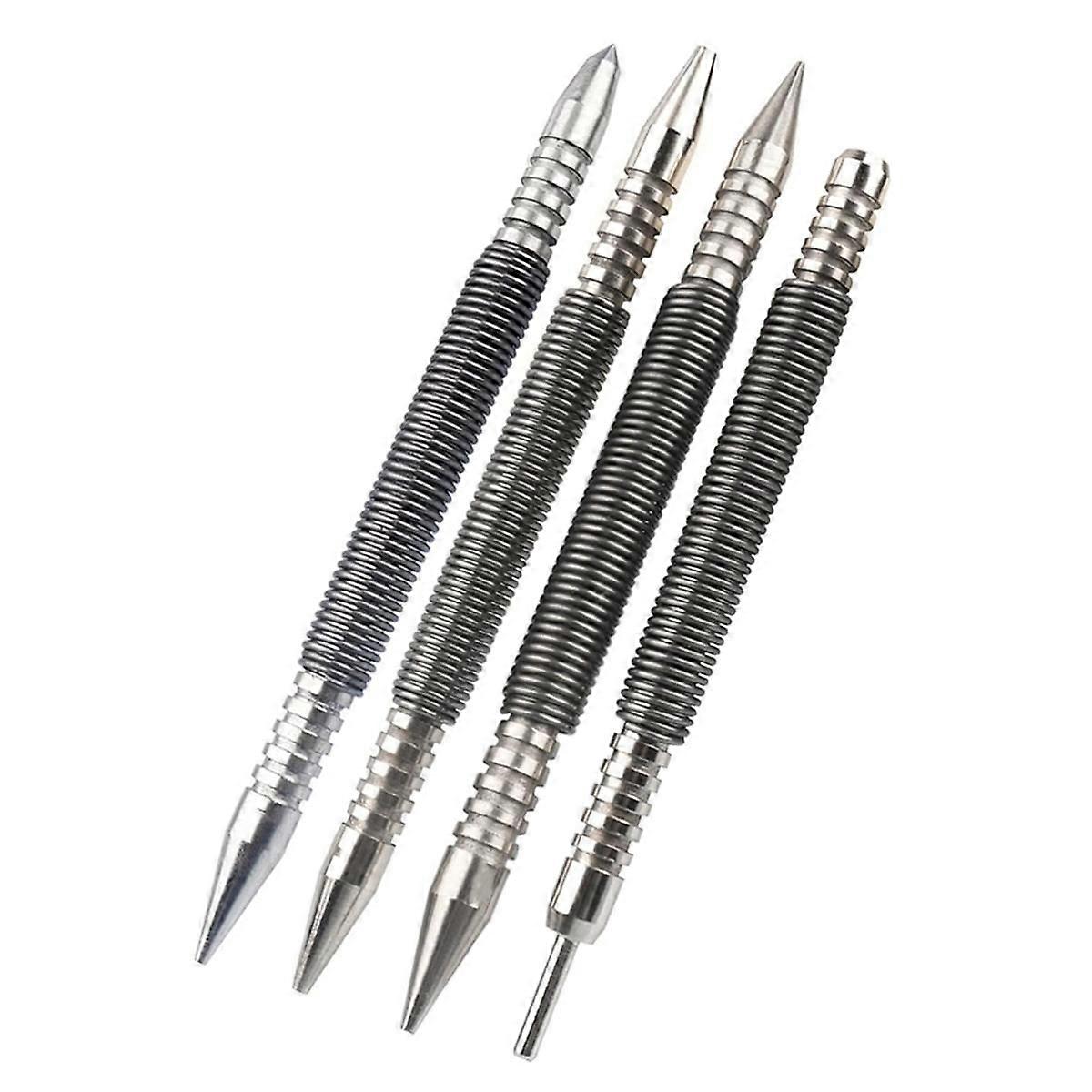 Spring Nail,Dual Heads Nail Setter,4pc Hammerless Door Hinge Pin Removal Tool,Striking Force Spring Loaded Nail Punch
