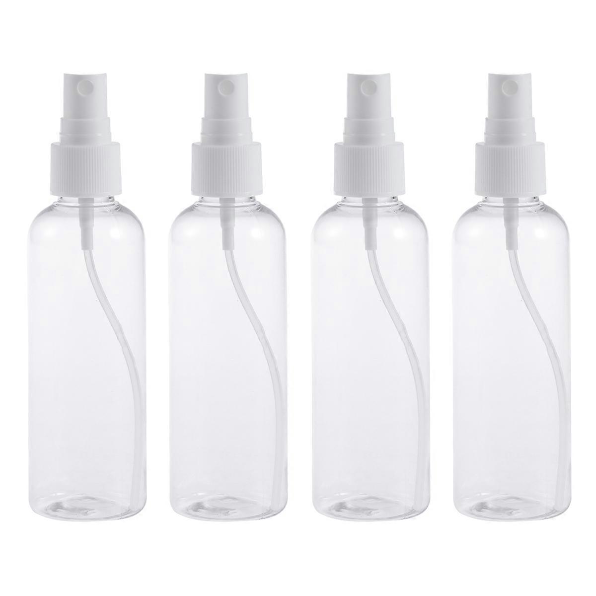 4pcs 100ML Plastic Empty Spray Bottle for Make Up and Skin Care Refillable Travel Use (Transparent Bottles with White Sprayer)