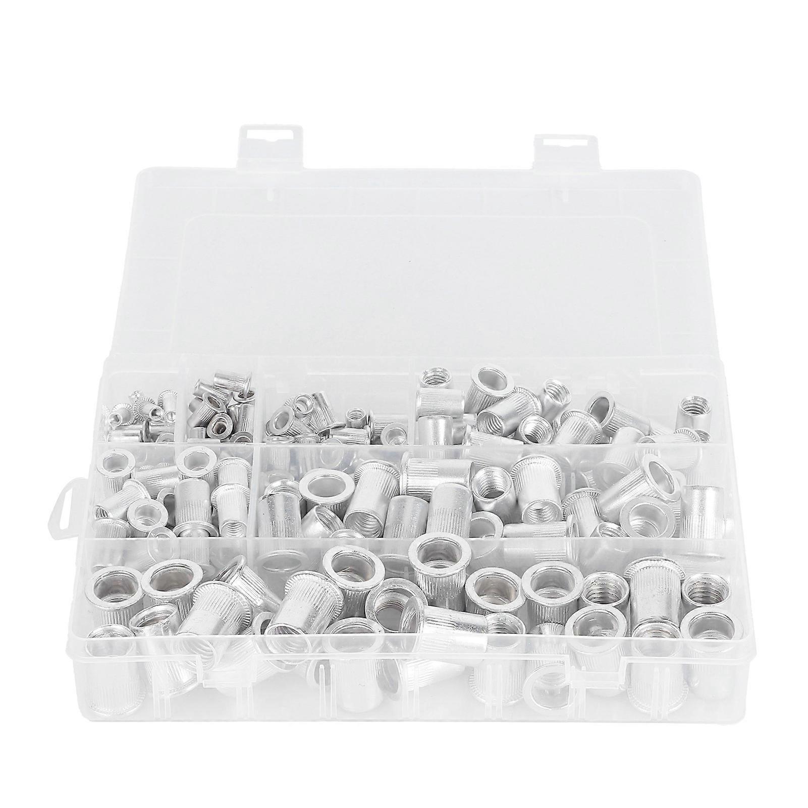 175Pcs Rivet Nuts Aluminum Alloy Galvanized Flat Head Threaded Inserts Hardware Tools YEMAA