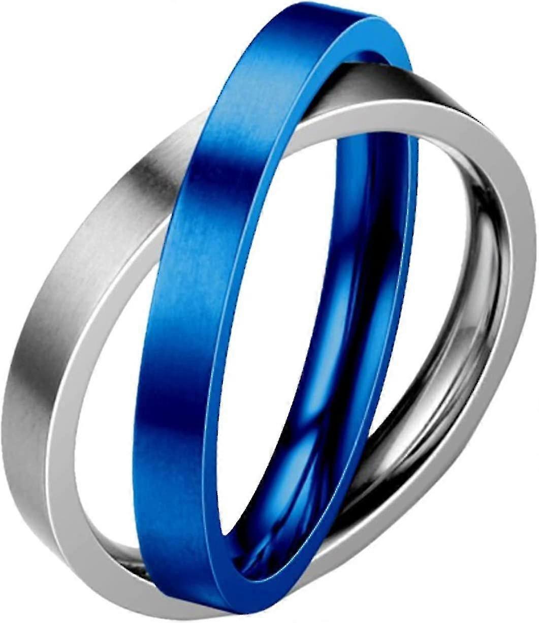Anti angstringe til kvinder Mænds Stacking Cross Ring (blå, størrelse 8)