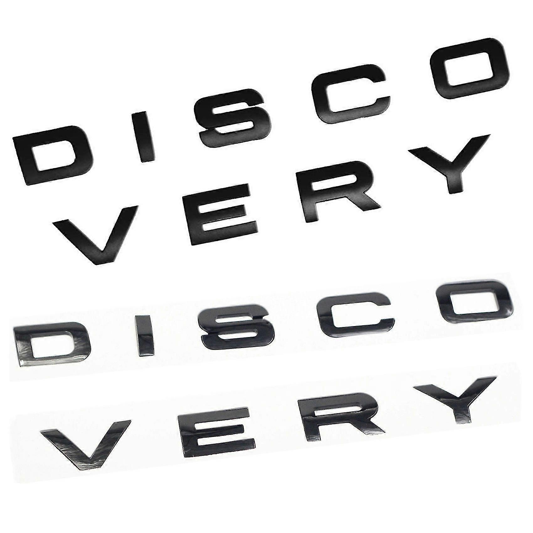 2 Set 3d Letra negra brillante Discovery Car Insignia delantera trasera Emblema Calcomanía Pegatina-brillante Alfombra negra