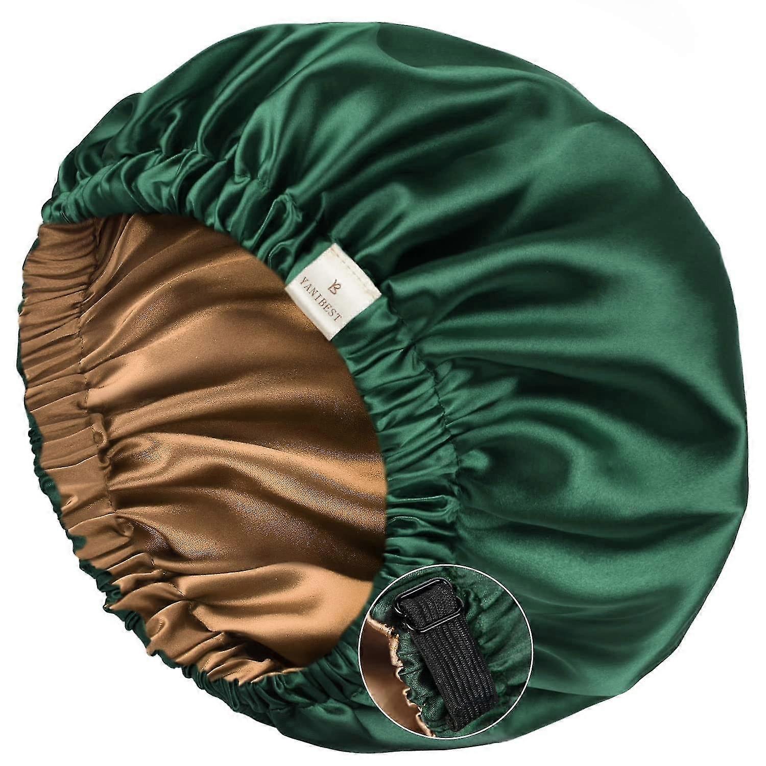 Bonnet De Soie Pour Dormir Satin Bonnet Cheveux Bonnets Pour Femmes Et Hommes Noirs Double Couche Ajustable Bo
