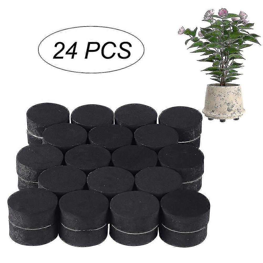 Flower Pot Mat, Black Rubber Feet, Self-adhesive Buffer For Medium And Large Flower Pots (set Of 24)
