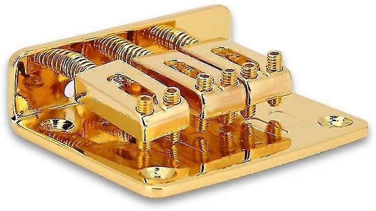 Dawht Electric Guitar Bridge, 3 String Fixed Guitar Bridge Replacement Part With 4 Screws Fit For Cigarbox Electric Guitar(gold)(wanan)