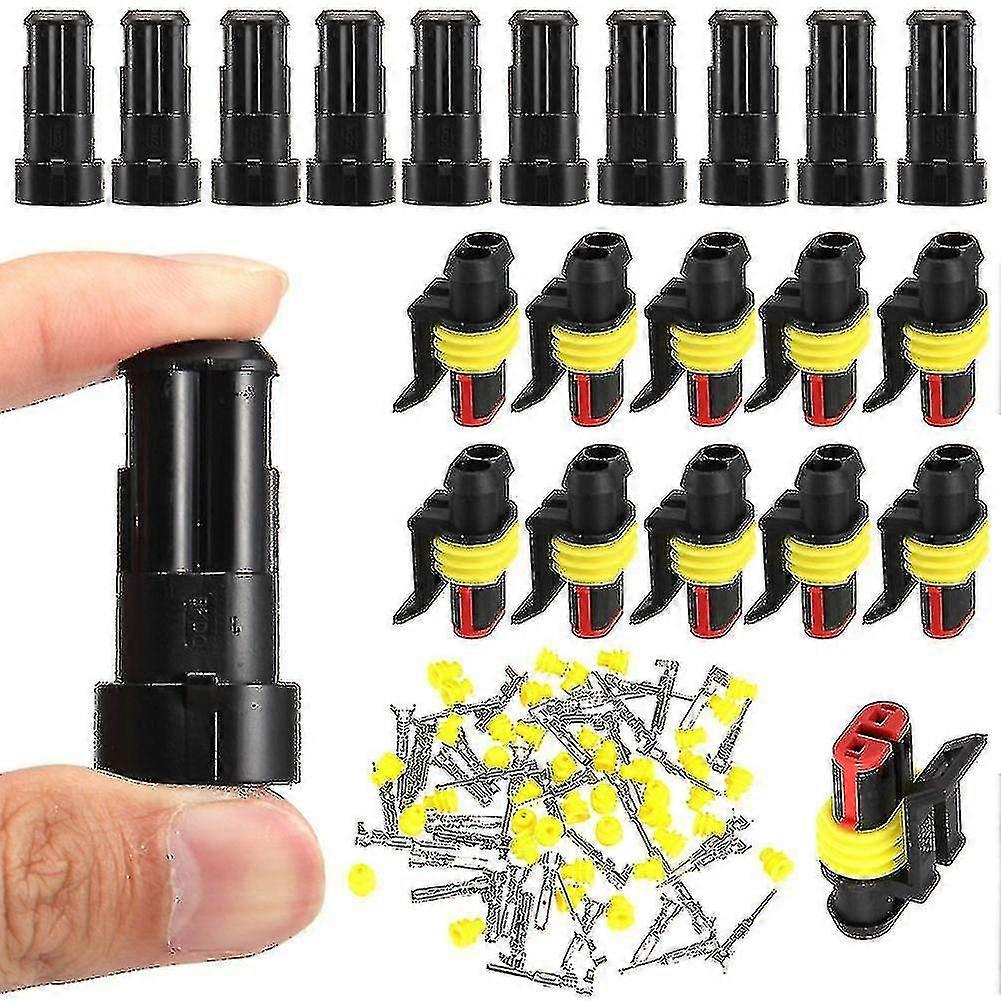 10 Sets 2 Pin Waterproof Car Atv Electrical Wire Connector Cable 12v