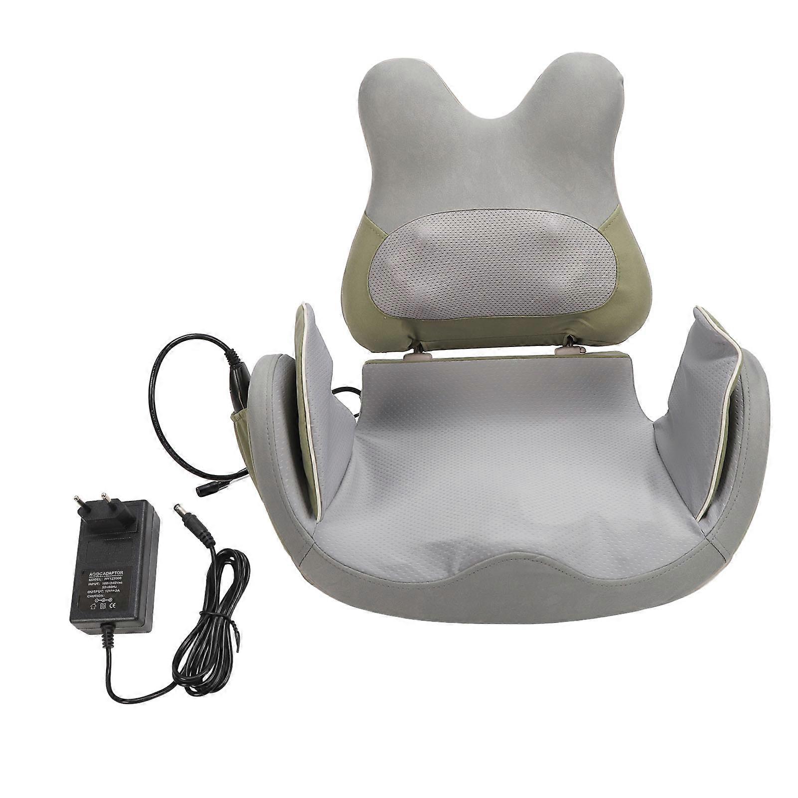 Chair Massage Seat Cushion with Heat Relieve Back Soreness Gasbag Wrapped Angle Adjustable Shiatsu Kneading Seat EU Plug
