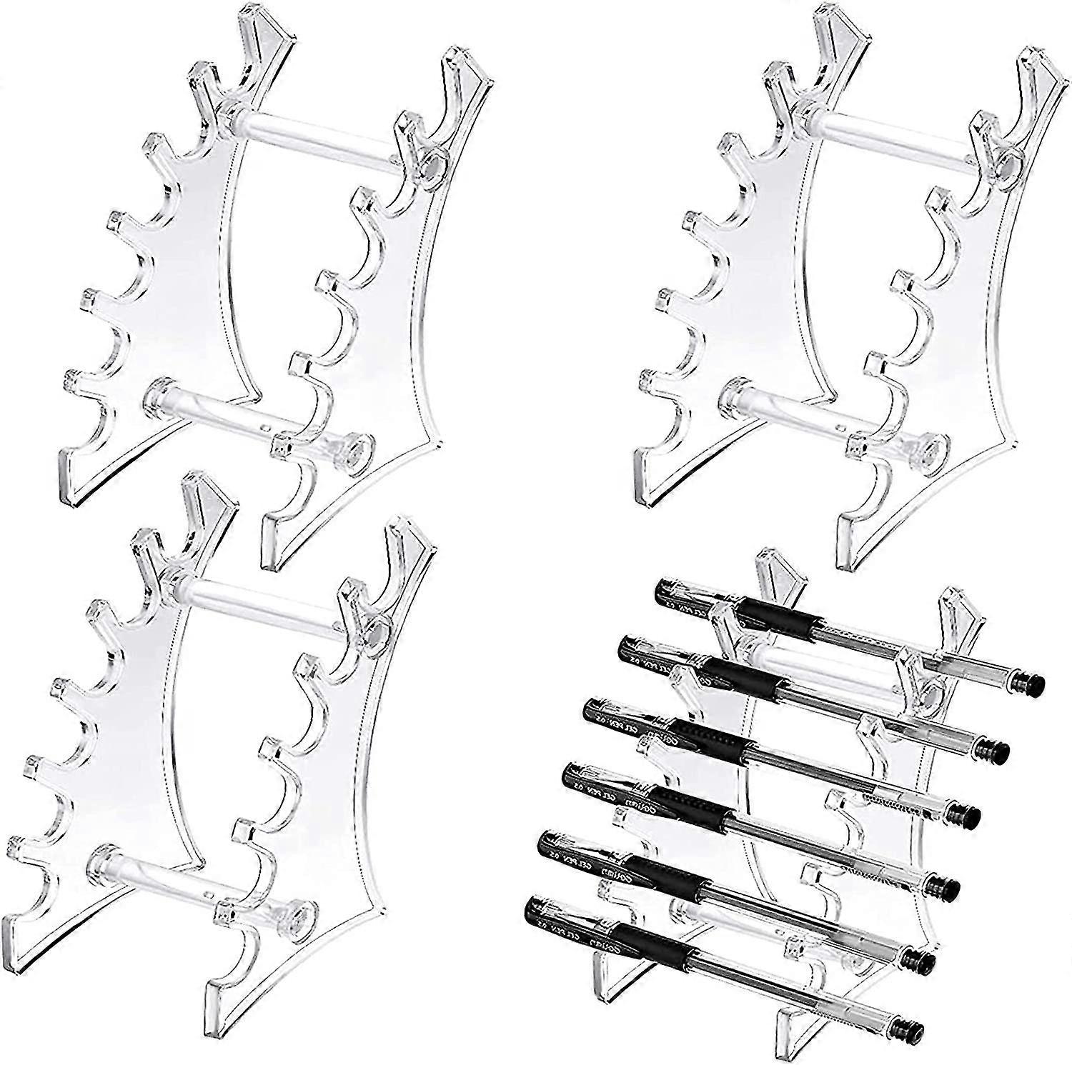 Set Of 4 Plastic Pen Stand Display Holder Acrylic (clear)