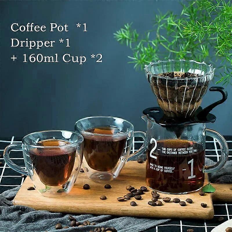 Redkid Ensemble de cafetière fait à la main Pot dégoulinant en verre résistant à la chaleur pichet f