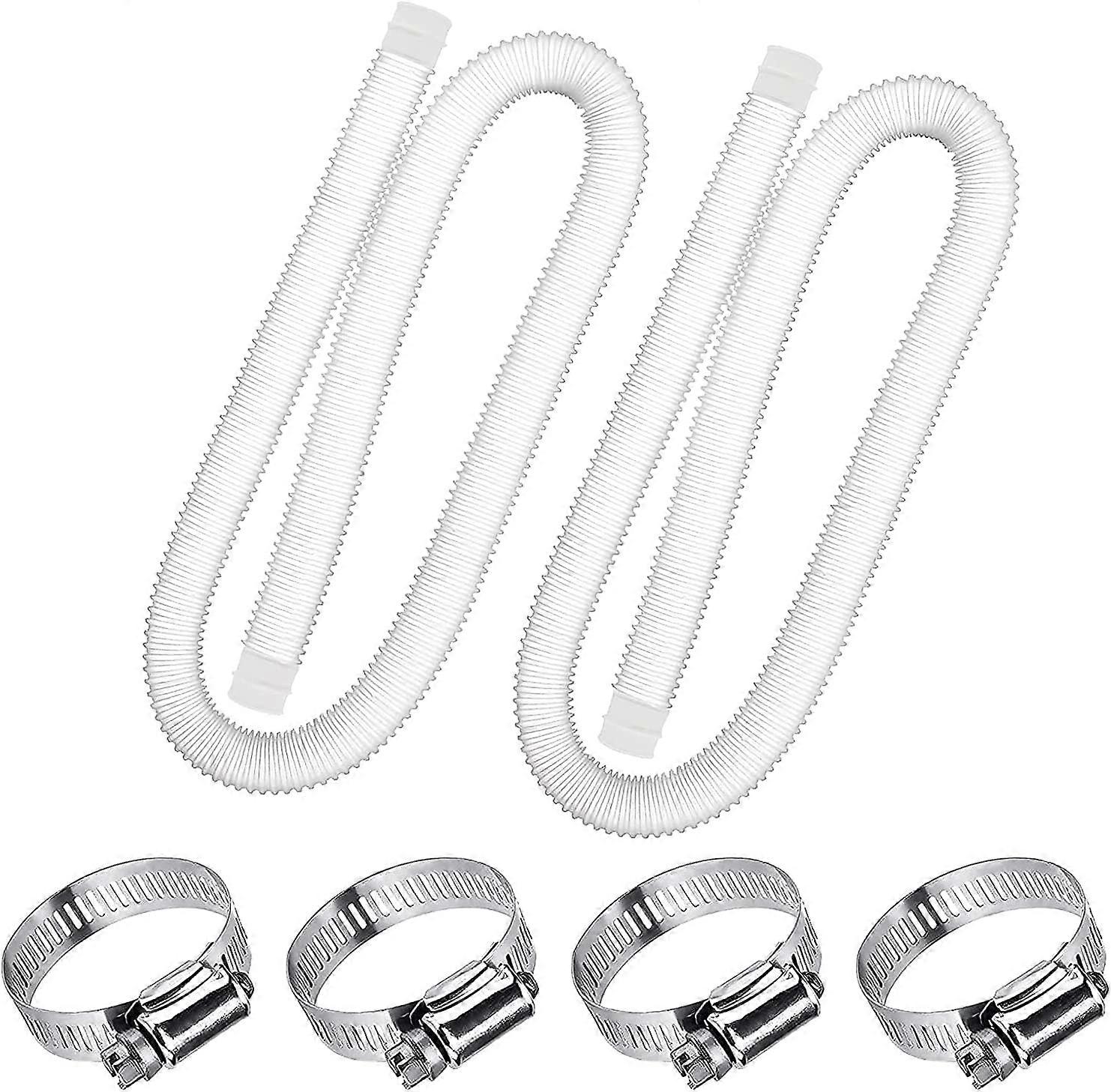 Replacement Pool Hose 1.25" Diameter for Above Ground Pools, Swimming Pool with Wire Clamp for Filter Pump or 1.25" Hoses - 1.5 Meters Long (Pack of 2