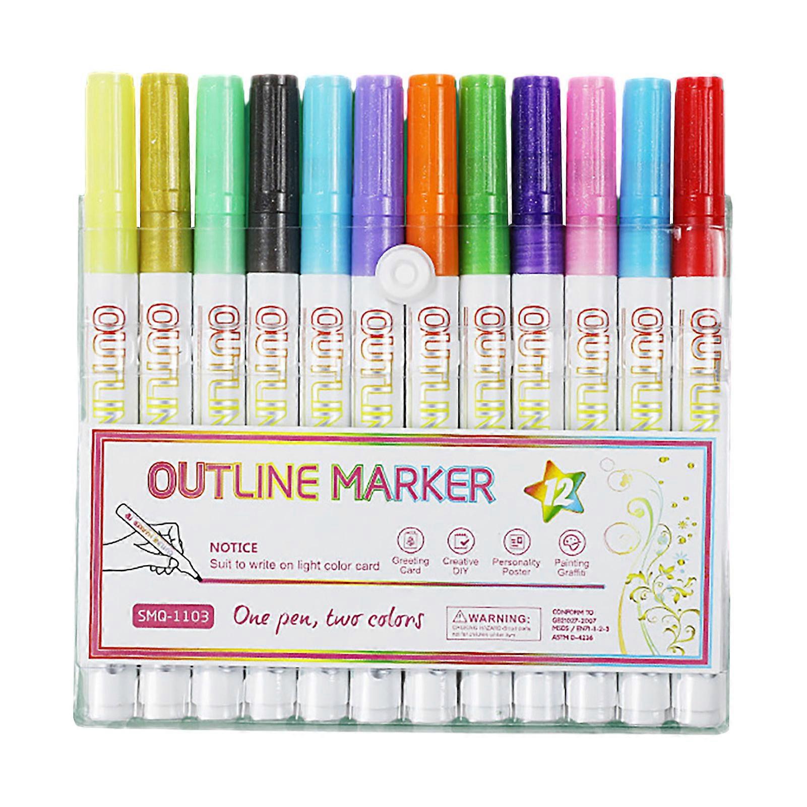 8/12/20 Pcs Highlighter Pen Set Nylon Fibre Tip Smooth Ink Fade-resistant Non-smudge Stunning Glitter Pens