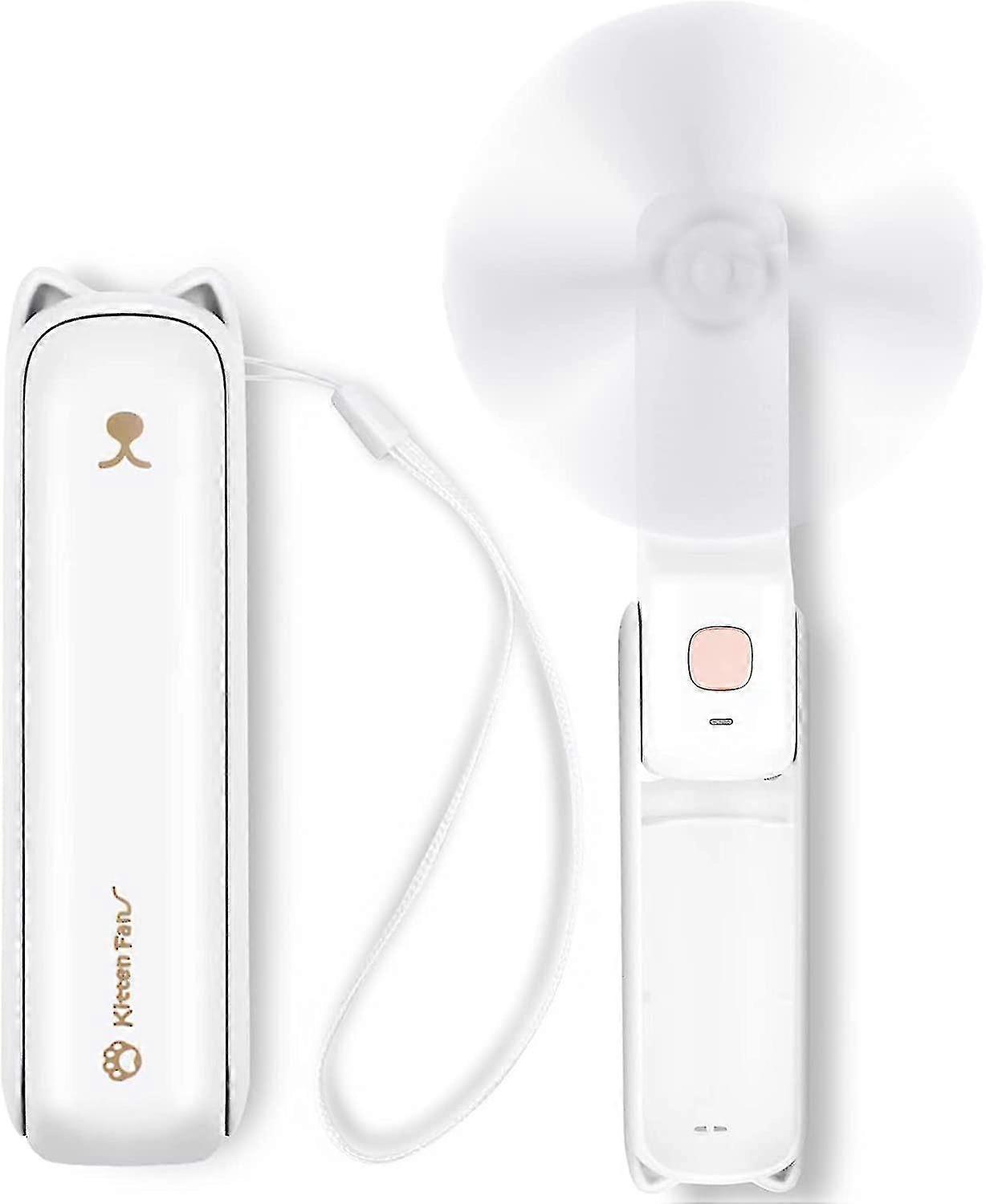 Portable Handheld Fan, Usb Rechargeable Mini Hand Held Travel Fans, Folding Pocket Fan With 3 Speeds, 24 Working Hours, Small Personal Desk Fan With F