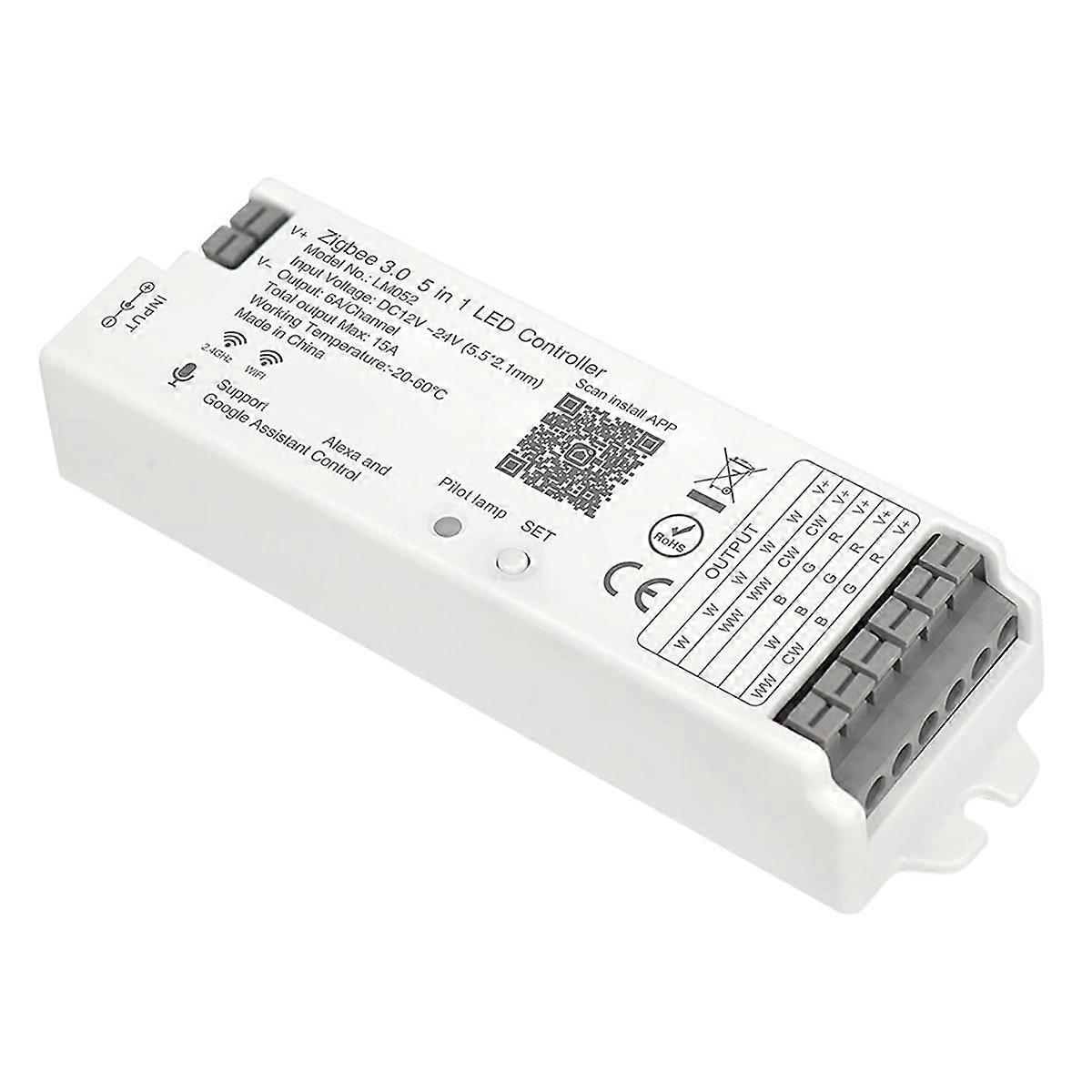 LM052 ZigBee 3.0 LED Strip Controller DC12-24V RGB CCT RGBW 5In1 Dimmable Compatible with Smart Lif