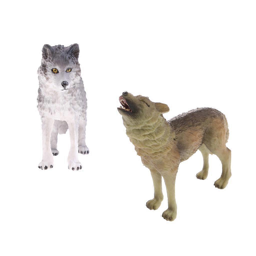 2pcs Simulation Wolf Animal Model Figure  Telling Teaching Props