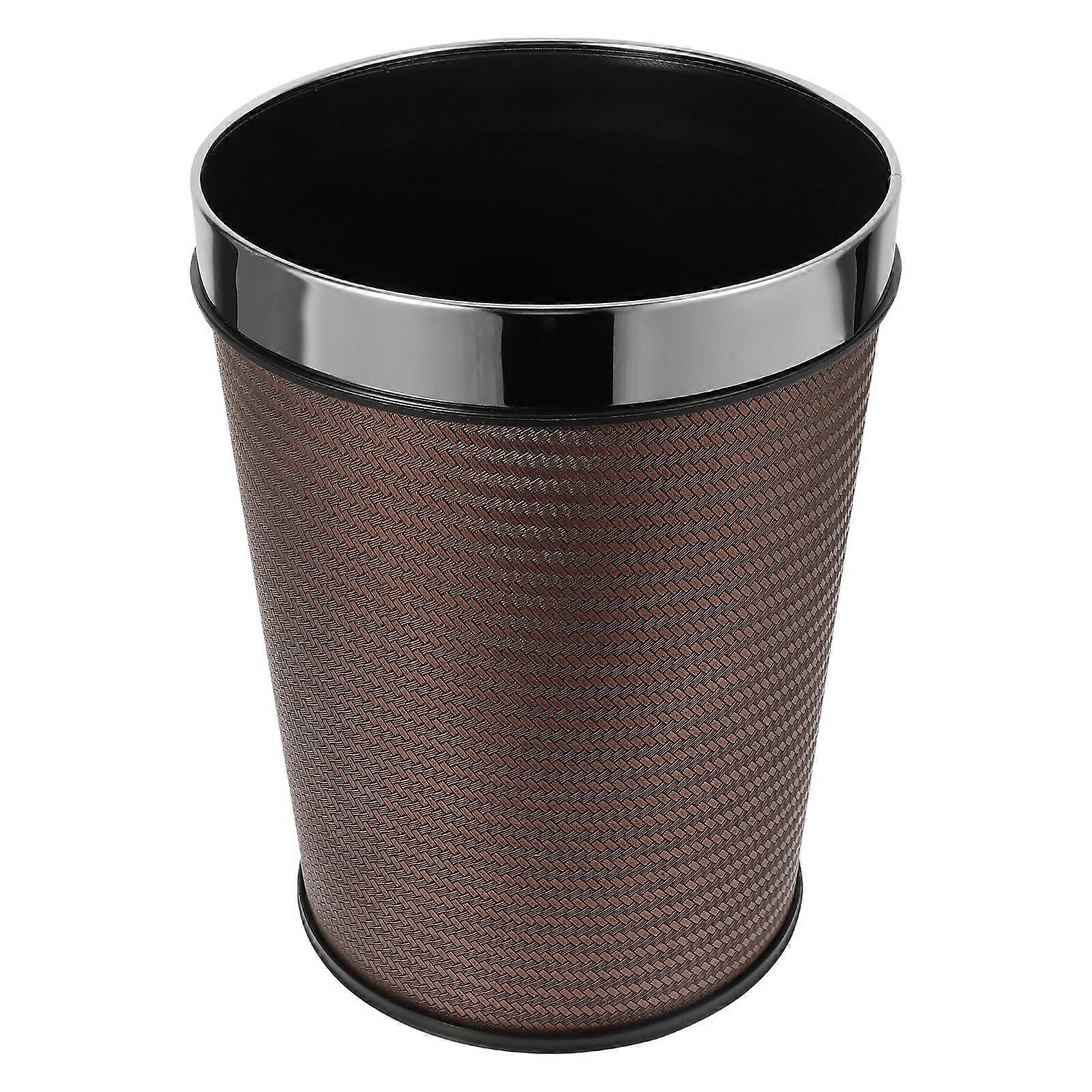 Stainless Steel Trash Can Vintage Counter Garbage Bin Lidless Large Waste Bin for Home Office