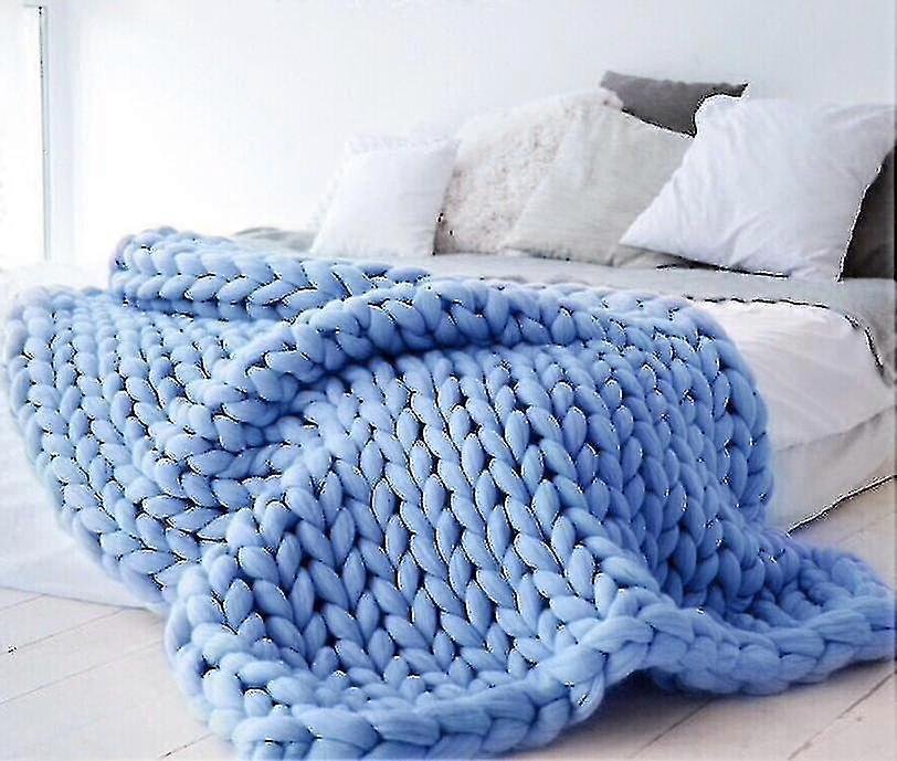 Large Chunky Knitted Thick Blanket, Yarn Woolen Throw Sofa Blanket