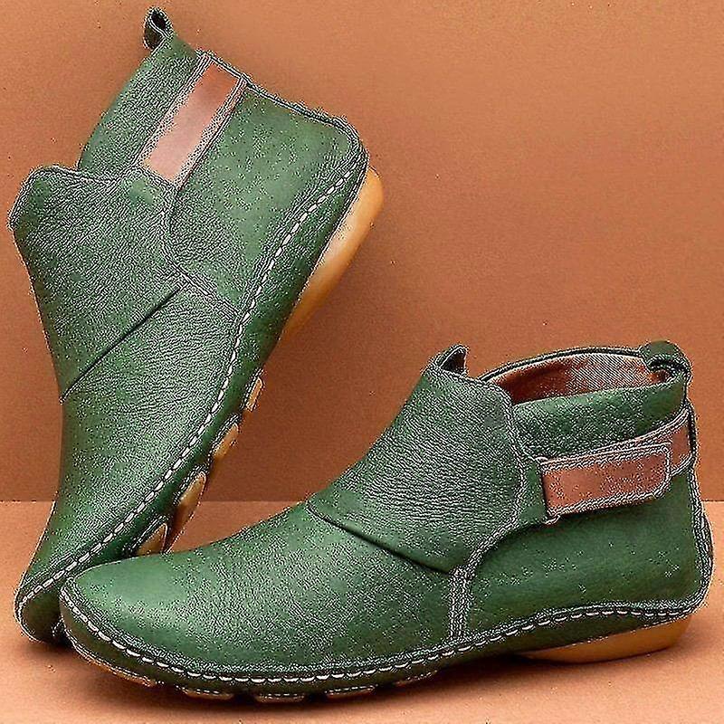 Ortopediske sko Vintage Flat Boot Ankel Topp Sko Soft Pu Støvler