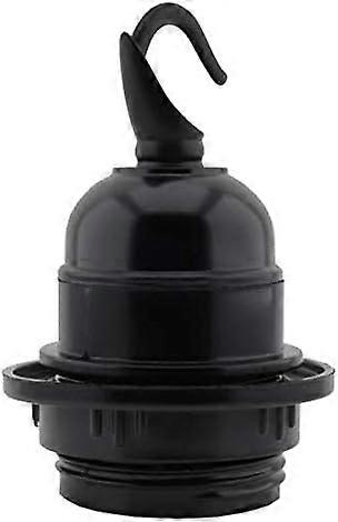 Edison Screw (E27) Lampholder (Light Bulb Holder) in Black Bakelite with Shade Ring and Deco Styled Chain Hook (black) (1pc)