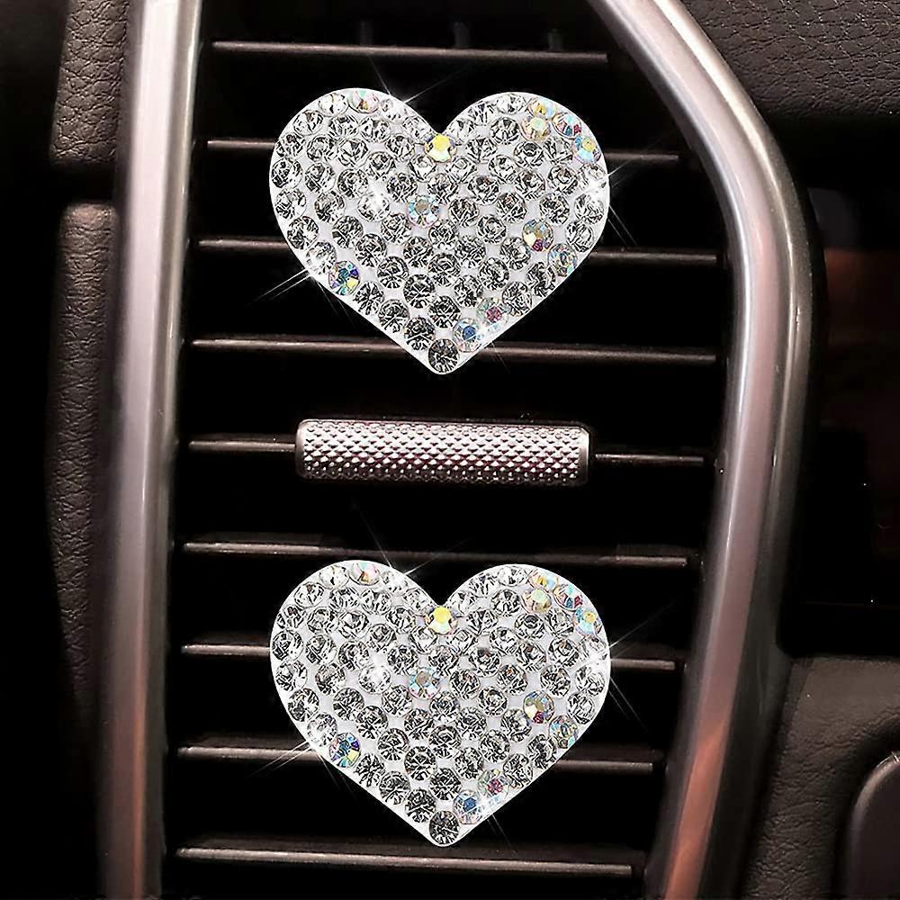 2 Pack Car Air Vent Charms, Crystal Car Diffuser Vent Clip, Rhinestone Oil Diffuser Vent Clip, Car Air Fresheners for Women, Bling Car Accessories for