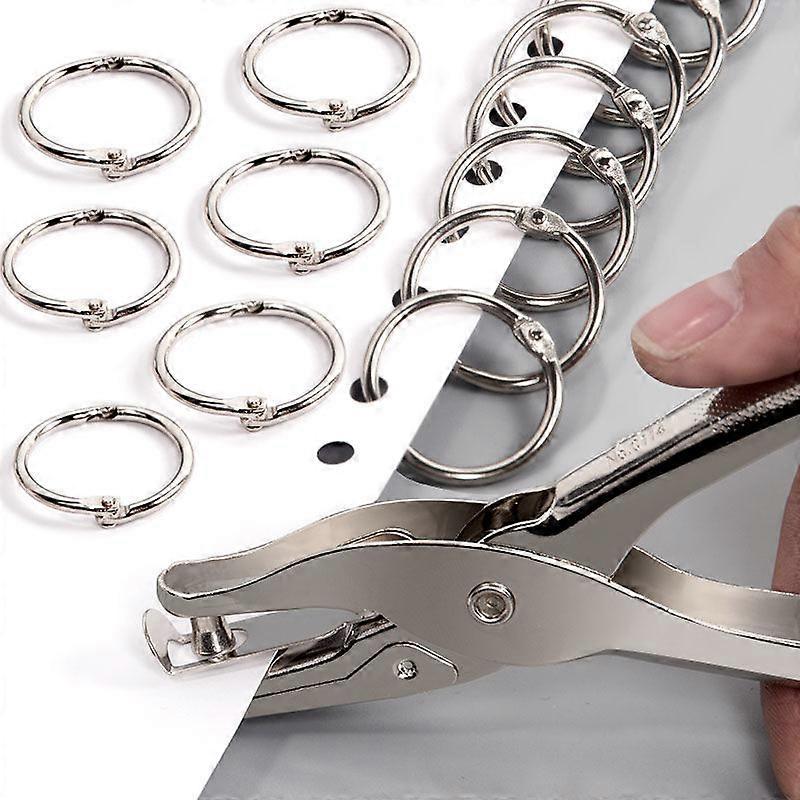 50 Loose Leaf Binder Rings 1" (with Hole Punch) - Heavy Duty Book Rings, Index Snap Rings, Key Rings, Flash Snap Rings, Laptop Paper Rings, Metal Ring
