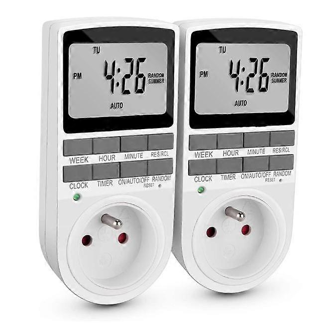 Electrical and Digital Socket Timer, 10 Daily Weekly Programs Digital Socket Timer with Anti-Theft Mode and Large LCD Display, Save Electricity (Pack 