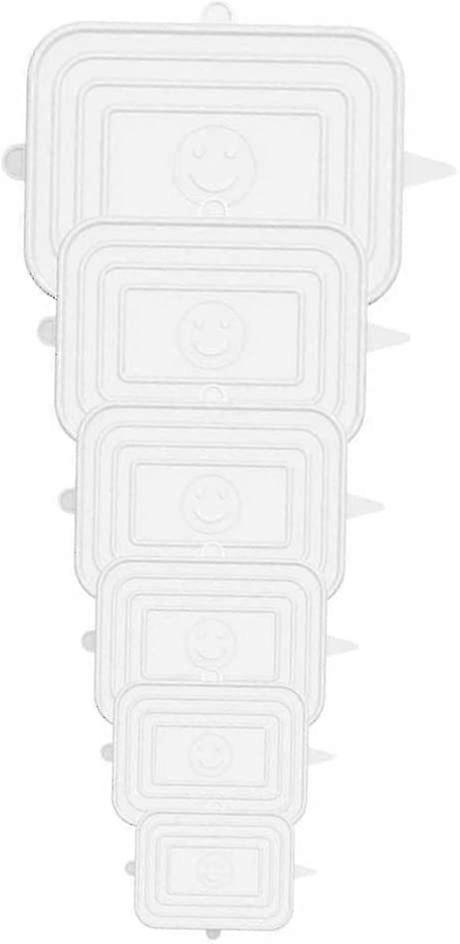 6 Pieces Rectangular Silicone Lids, Bpa Free Silicone Stretch Lids, Universal Lid In 6 Different Sizes For Bowls, Cups, Cans.