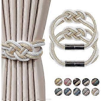 2er-Pack stabile Gardinenhalter – beige und weiß