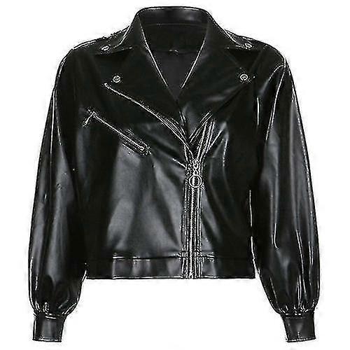 Faux Pu Leather Long Sleeve Jacket