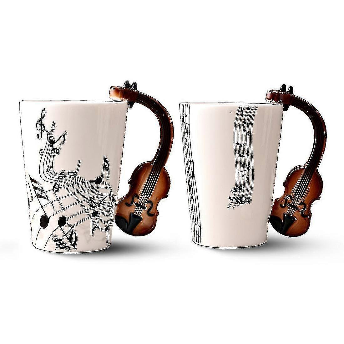 Caneca de cerâmica com alça de violino, caneca com alça de violino, caneca de café com leite e chá, caneca com personalidade e música única