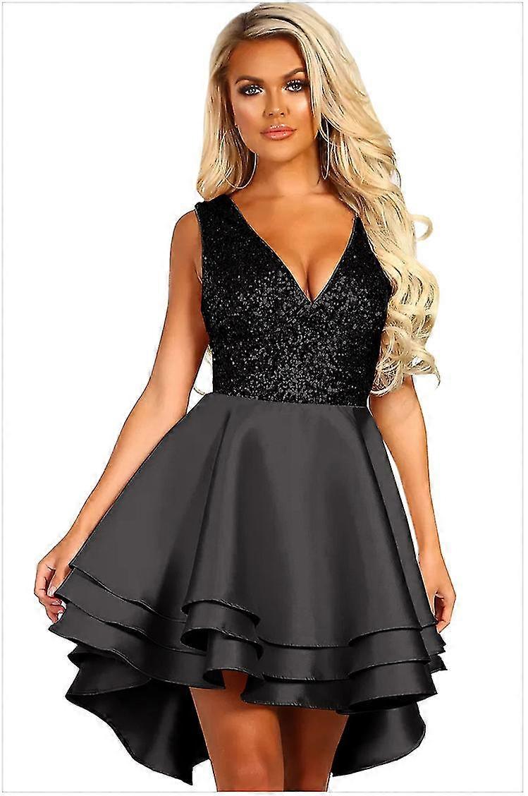Sequin Glitter V Neck Sr Mini Swing