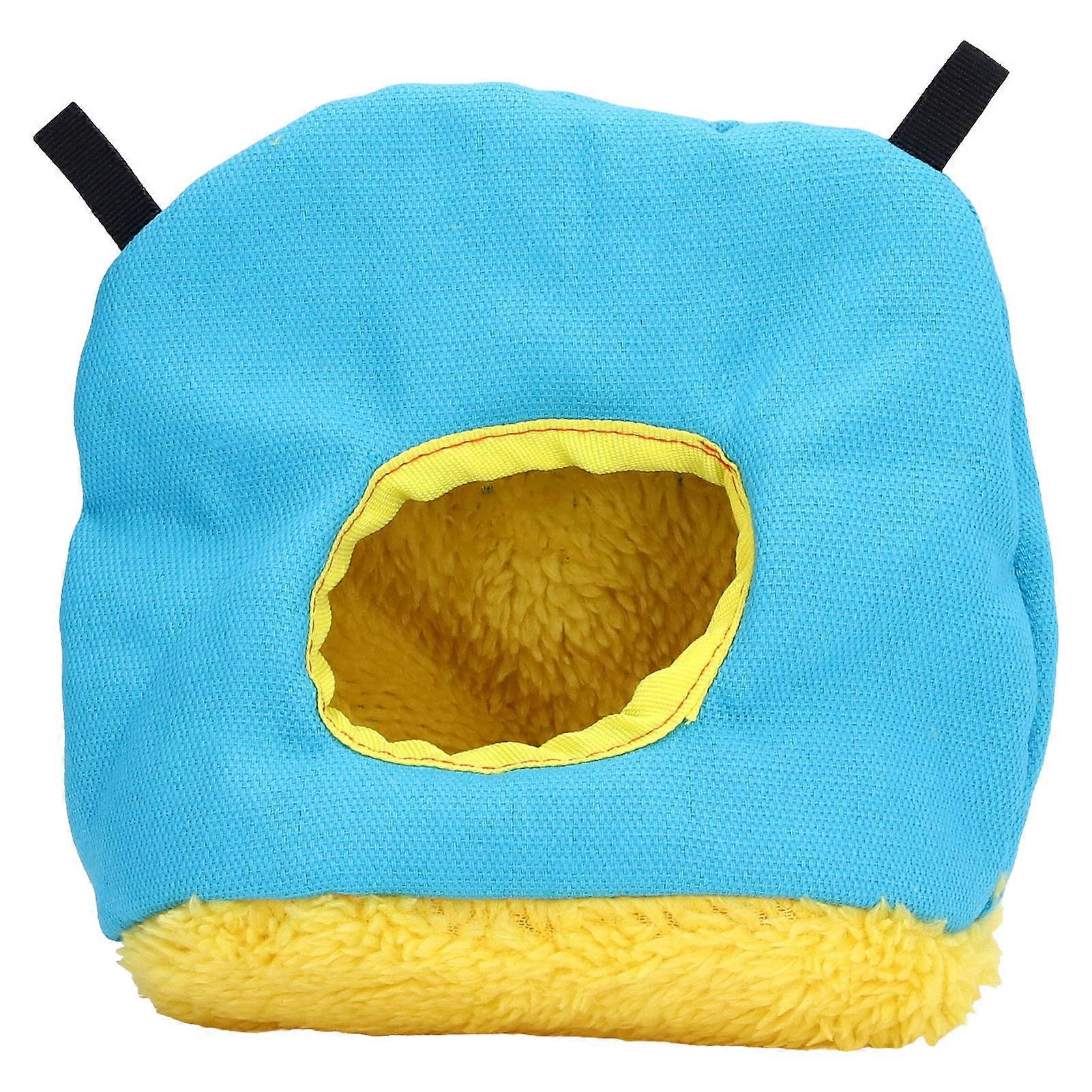 Blue Soft Plush Round Birdhouse for Parrots - Warm Safe Easy to Clean Space-saving