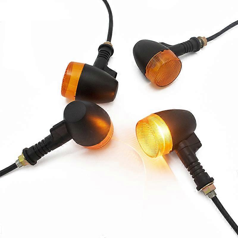E-stamp Vintage Motorcycle Turn Signal Light Motorbike Indicators Blinker Lamp Plastic Classic Front and Rear LED Turn Lamps
