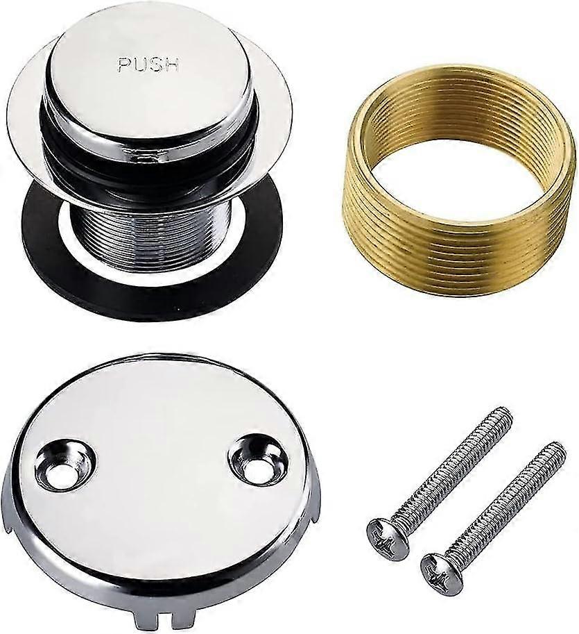 Chrome Tub Drain Conversion Kit with Two Hole Overflow Faceplate