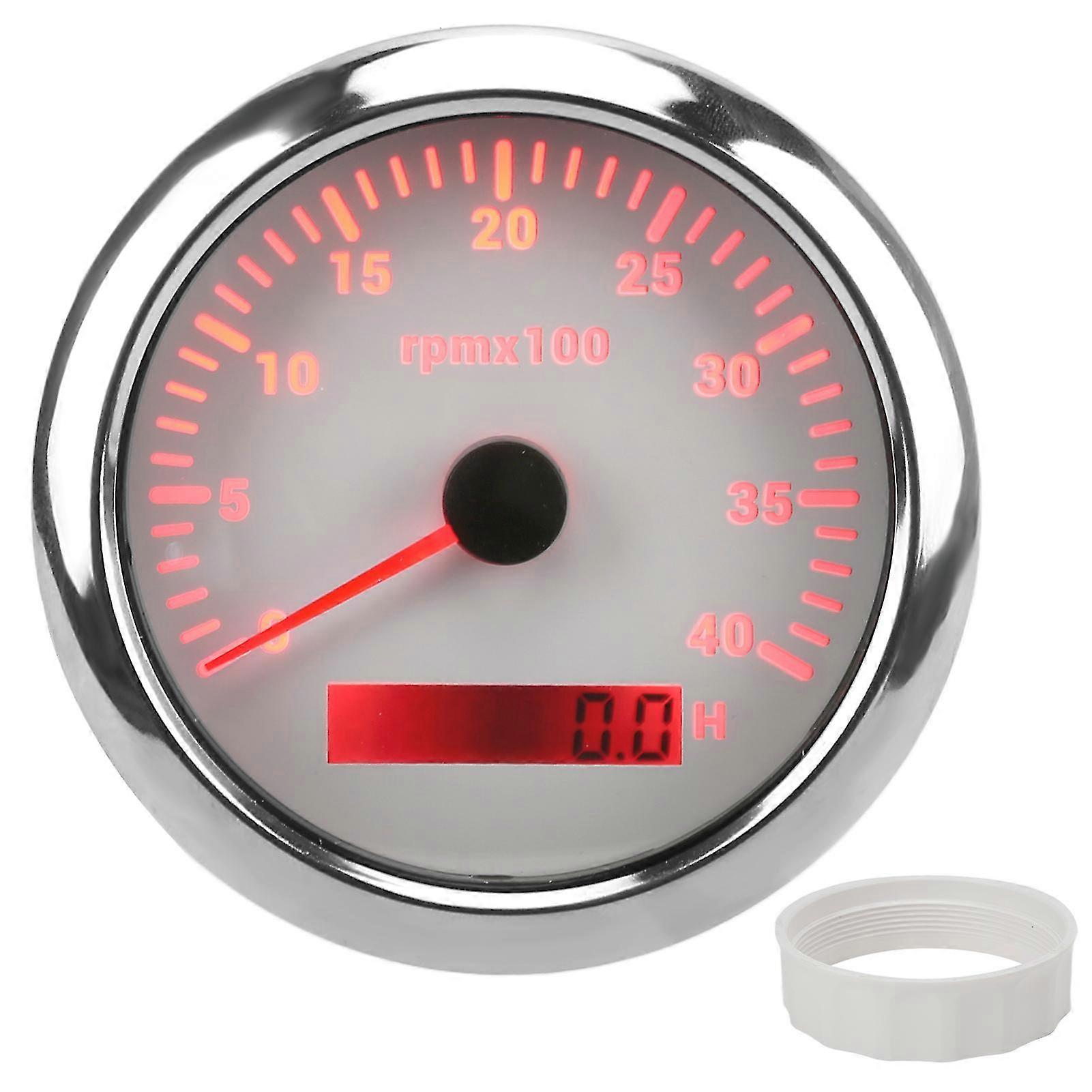 IP67 Waterproof 85mm Tachometer Gauge with 7 Color Backlight for Car Boat RV Yacht - 4000RPM