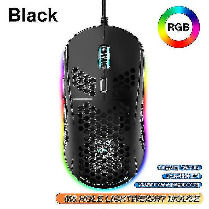 Gaming Mouse, Honeycomb Hollow Design Ergonomic Wired Mouse With Backlight,Rgb Gaming Mouse