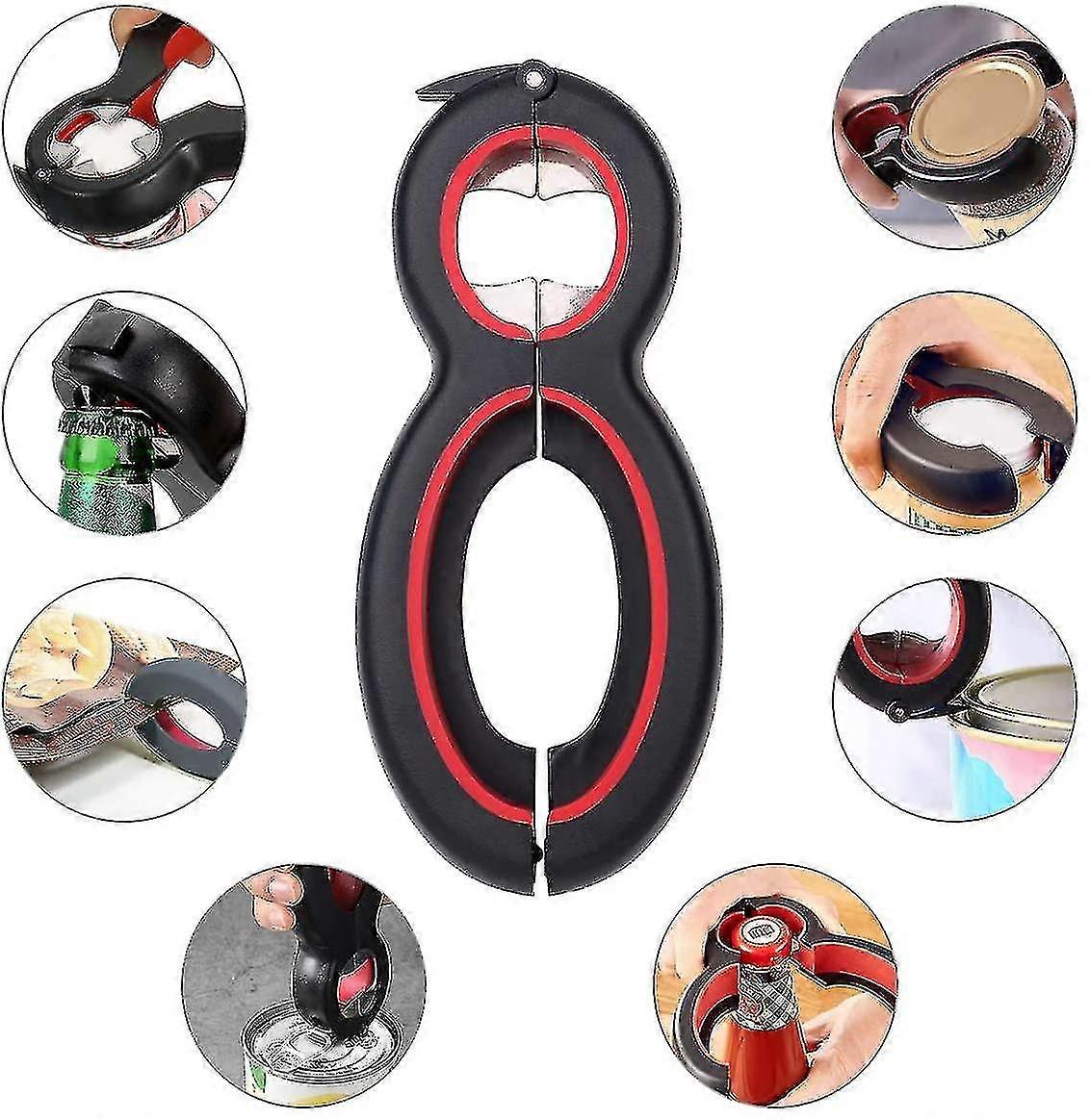 Glass Opener 6 In 1 Bottle Opener Multi-Function Lid Opener